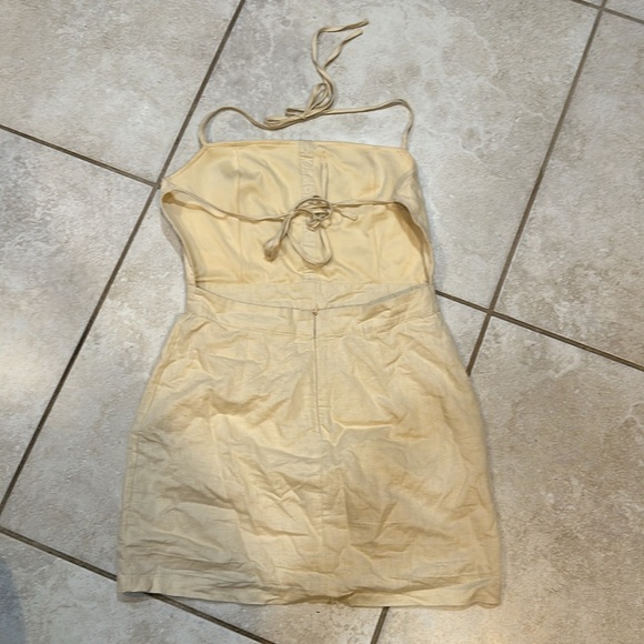 American Threads Cream Linen Button Front Backless Halter Dress M - Picture 6 of 9